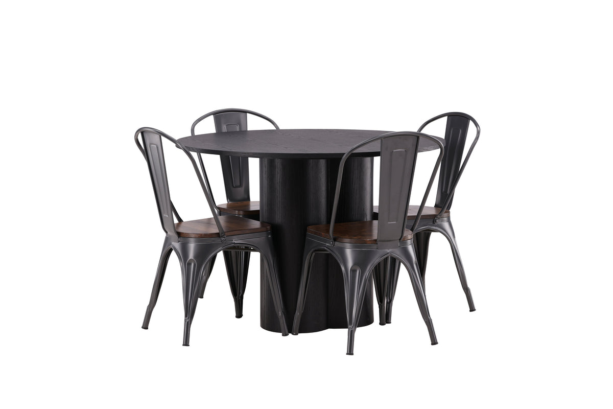 Olivia Matbord med Tempe Stolarna – Bord: ⌀110 Stol: 51x85x36