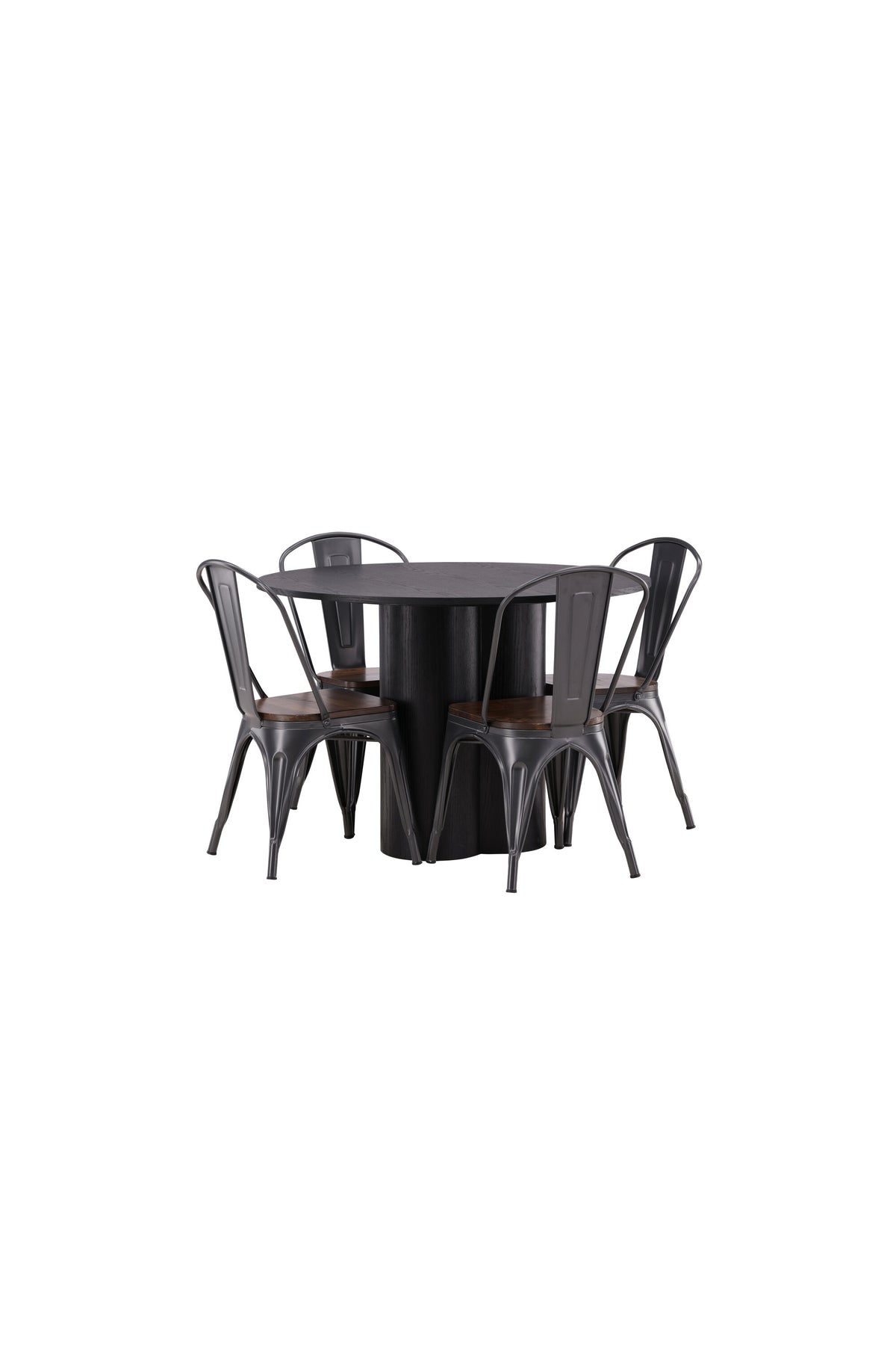 Olivia Matbord med Tempe Stolarna – Bord: ⌀110 Stol: 51x85x36