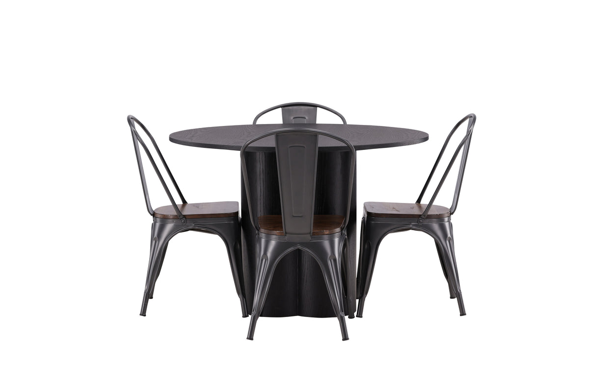 Olivia Matbord med Tempe Stolarna – Bord: ⌀110 Stol: 51x85x36