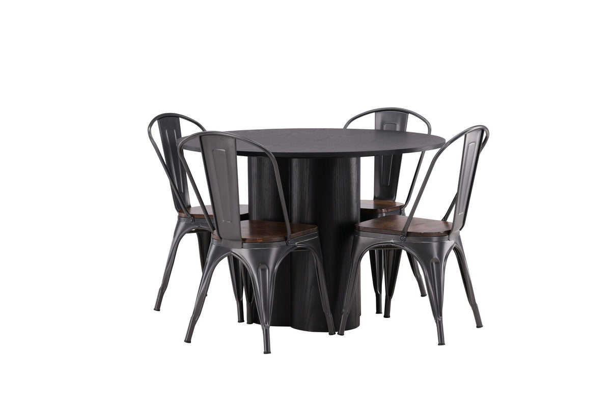 Olivia Matbord med Tempe Stolarna – Bord: ⌀110 Stol: 51x85x36