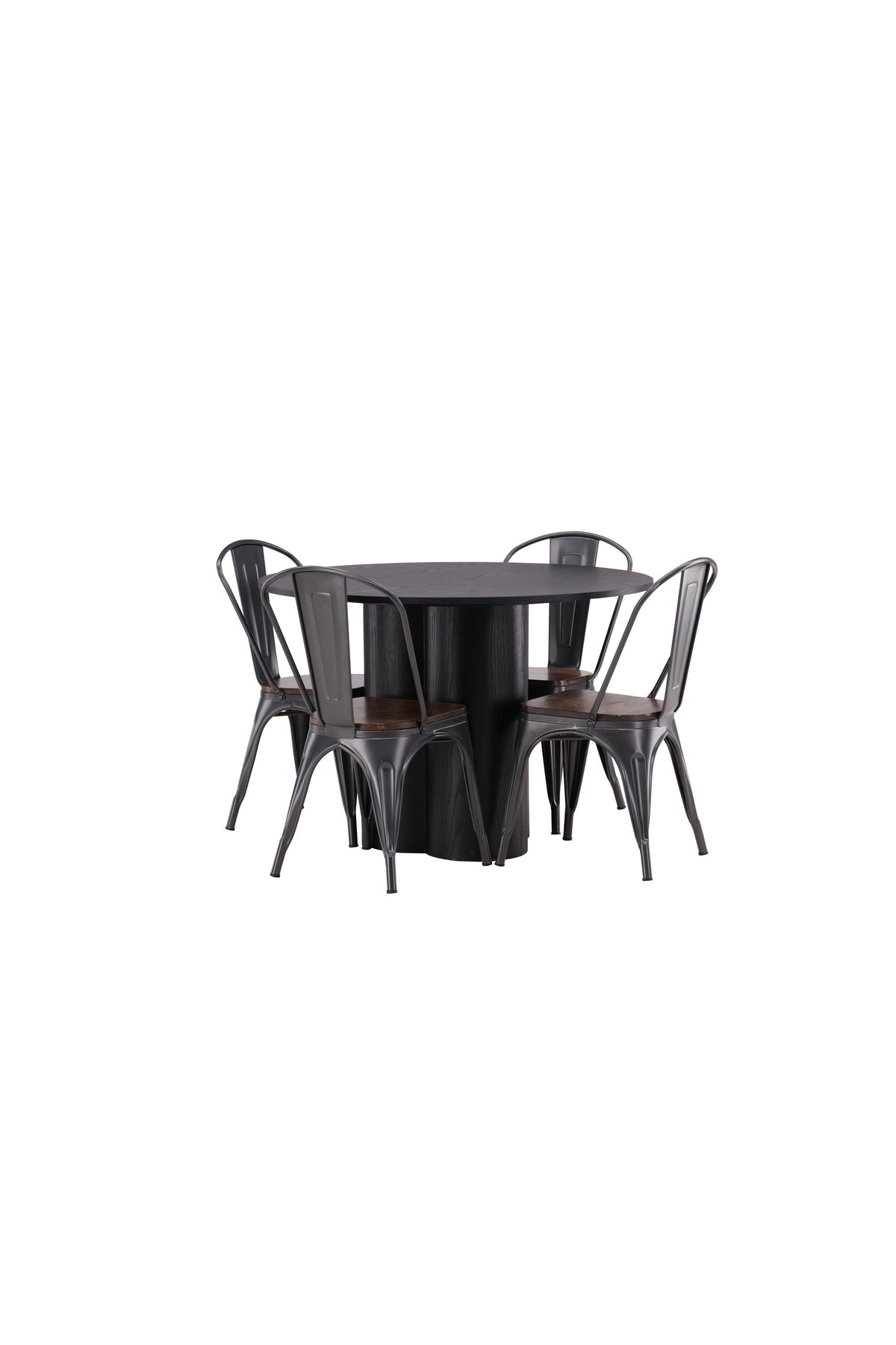 Olivia Matbord med Tempe Stolarna – Bord: ⌀110 Stol: 51x85x36