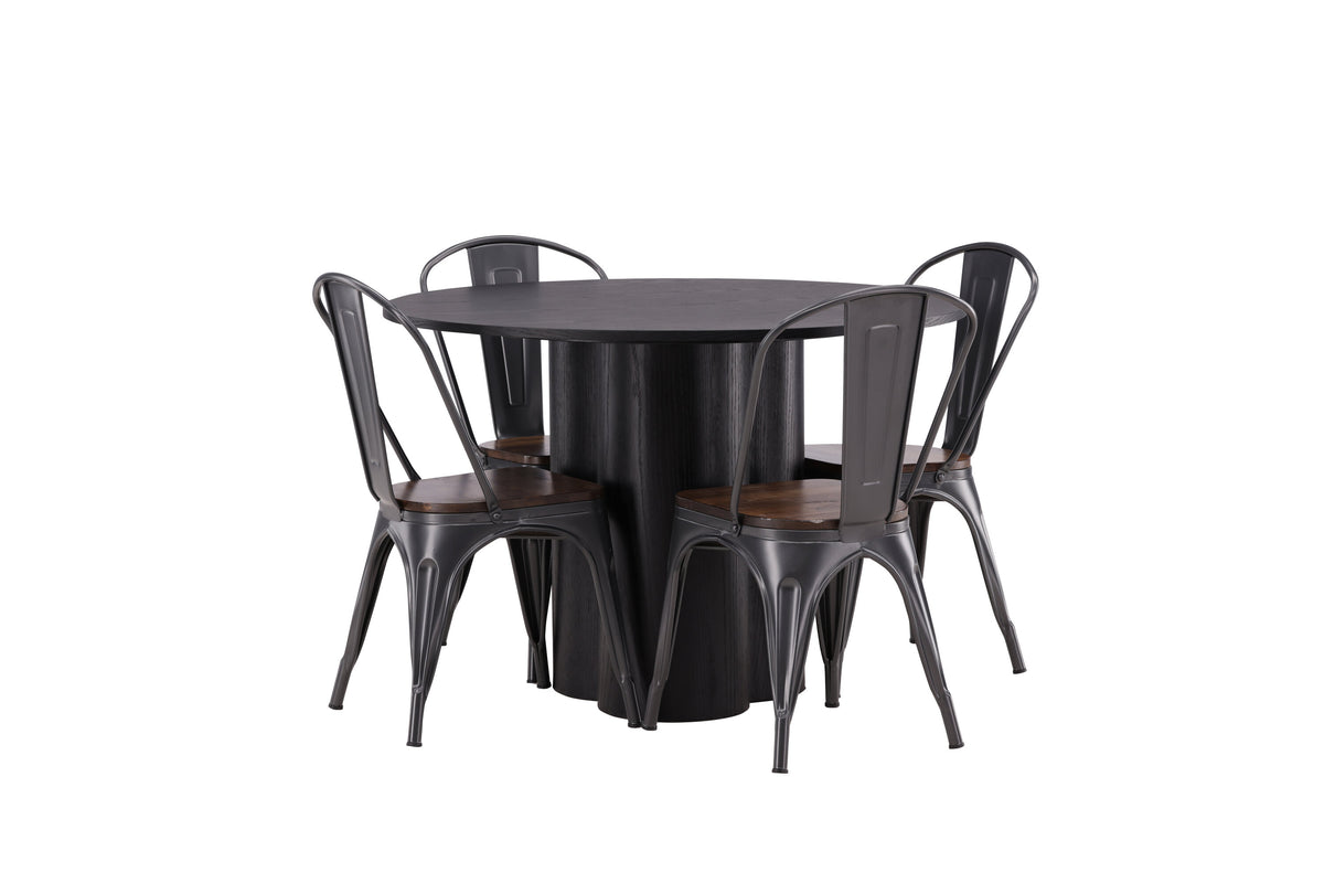 Olivia Matbord med Tempe Stolarna – Bord: ⌀110 Stol: 51x85x36