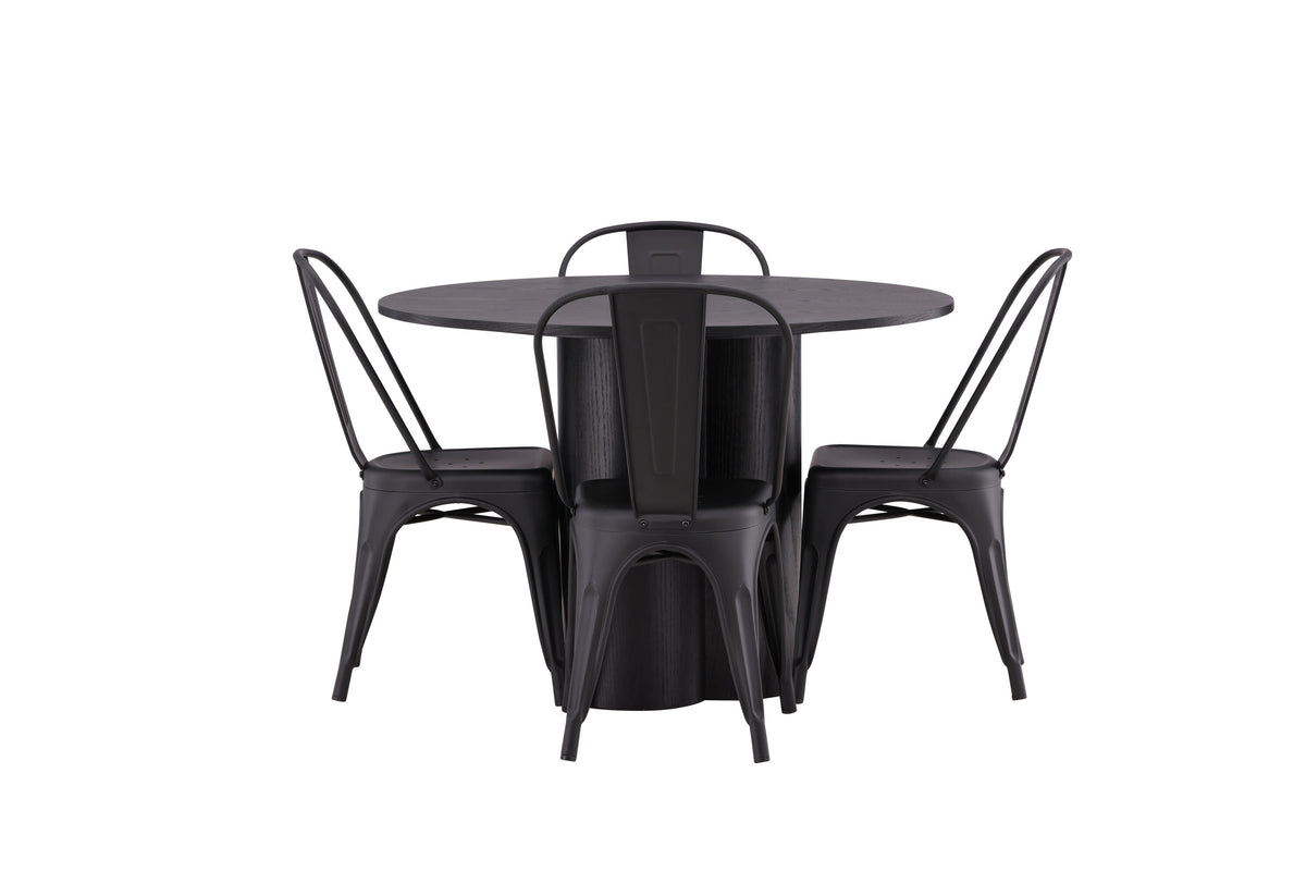 Olivia Matbord med Tempe Stolarna – Bord: ⌀110 Stol: 53x85x45