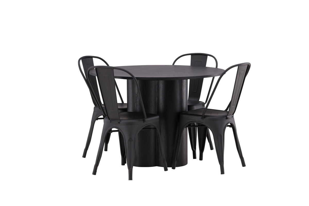Olivia Matbord med Tempe Stolarna – Bord: ⌀110 Stol: 53x85x45