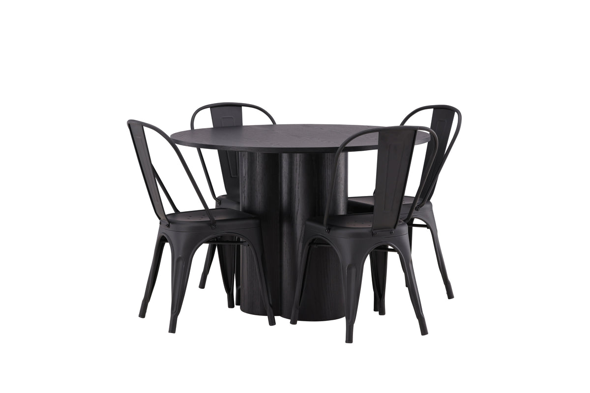 Olivia Matbord med Tempe Stolarna – Bord: ⌀110 Stol: 53x85x45