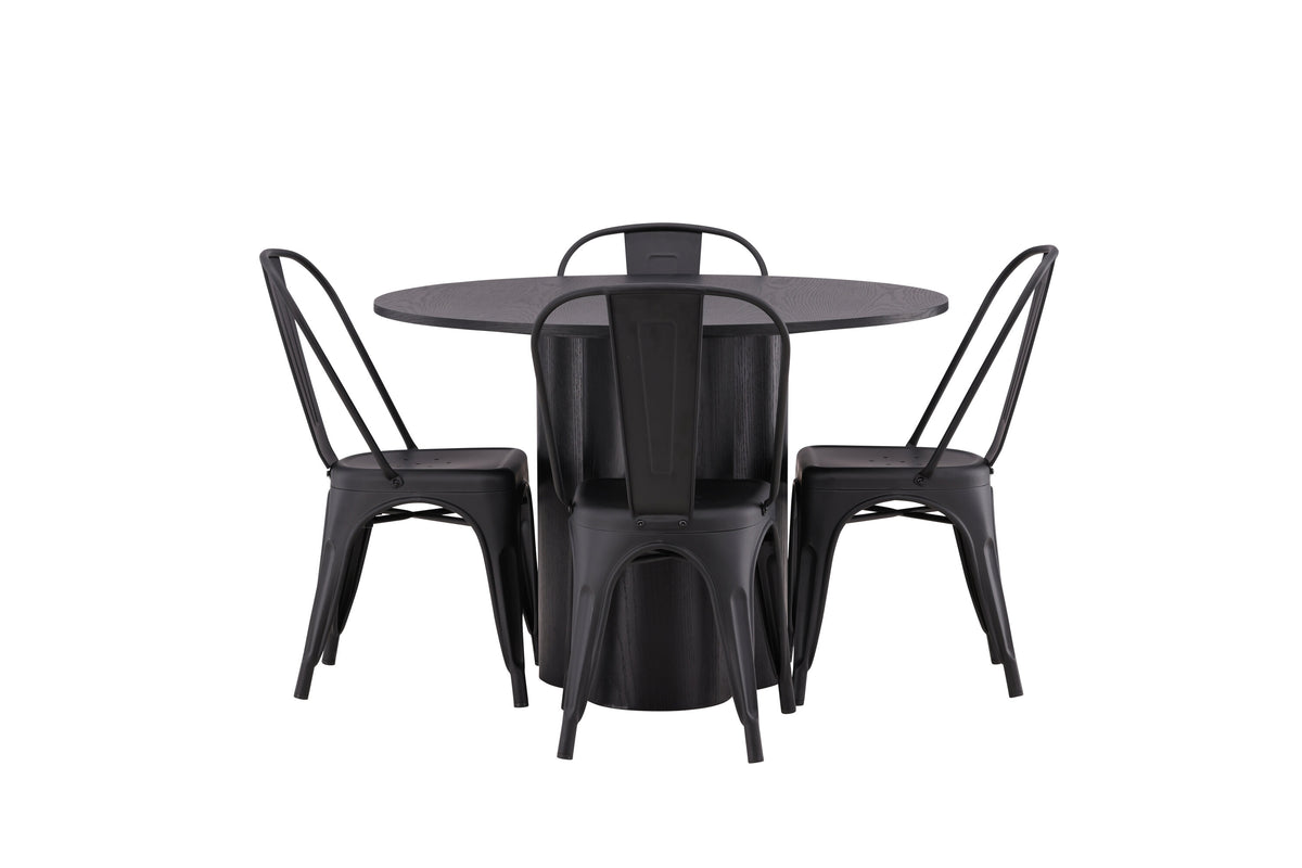 Olivia Matbord med Tempe Stolarna – Bord: ⌀110 Stol: 53x85x45