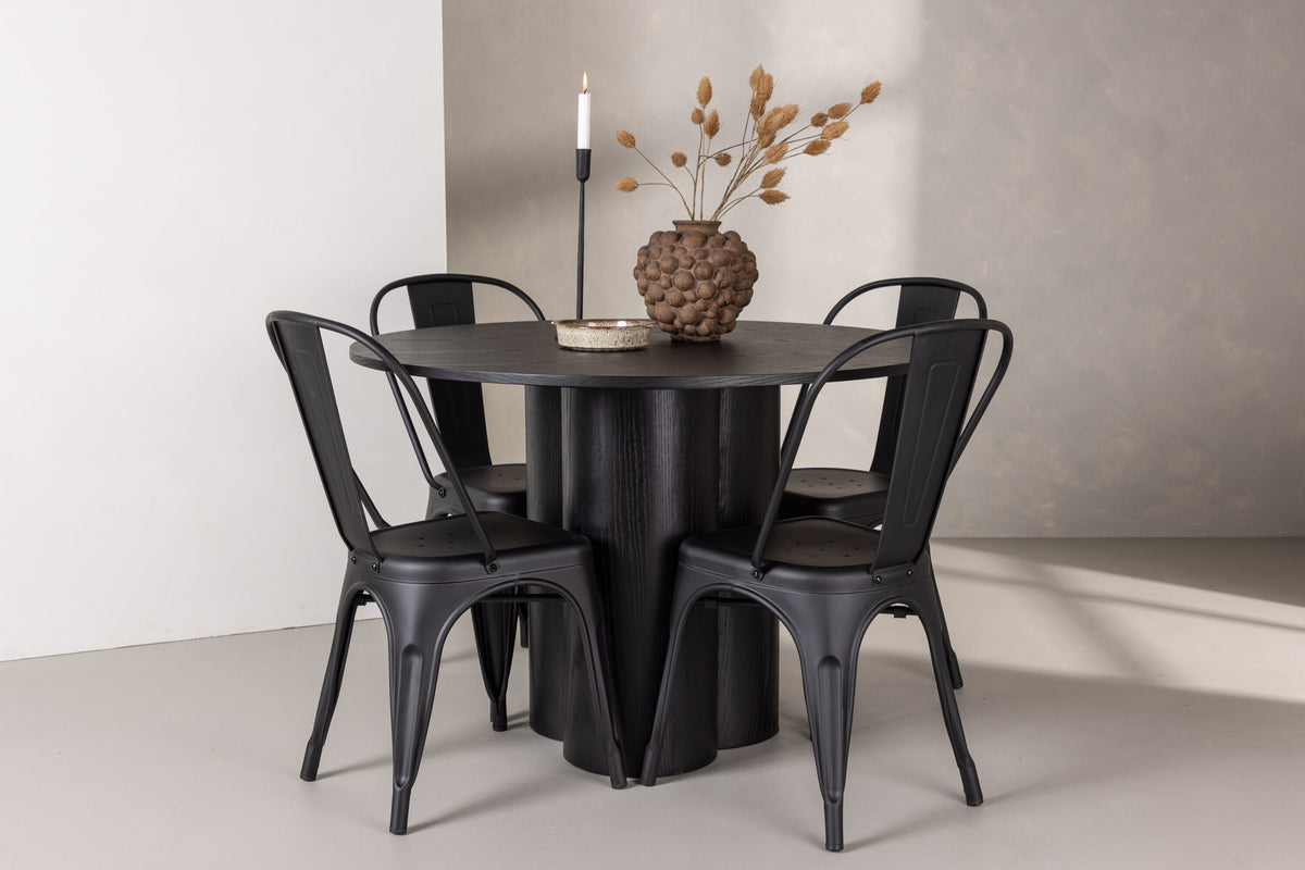 Olivia Matbord med Tempe Stolarna – Bord: ⌀110 Stol: 53x85x45