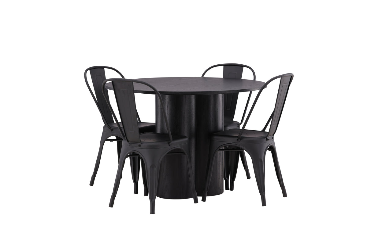 Olivia Matbord med Tempe Stolarna – Bord: ⌀110 Stol: 53x85x45