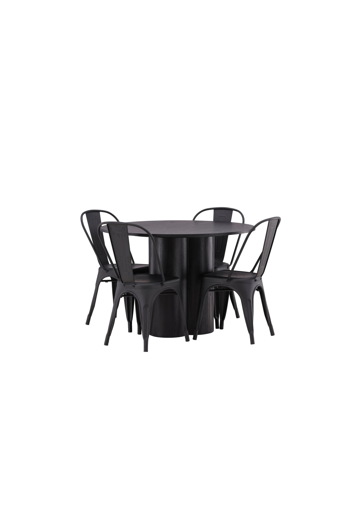 Olivia Matbord med Tempe Stolarna – Bord: ⌀110 Stol: 53x85x45