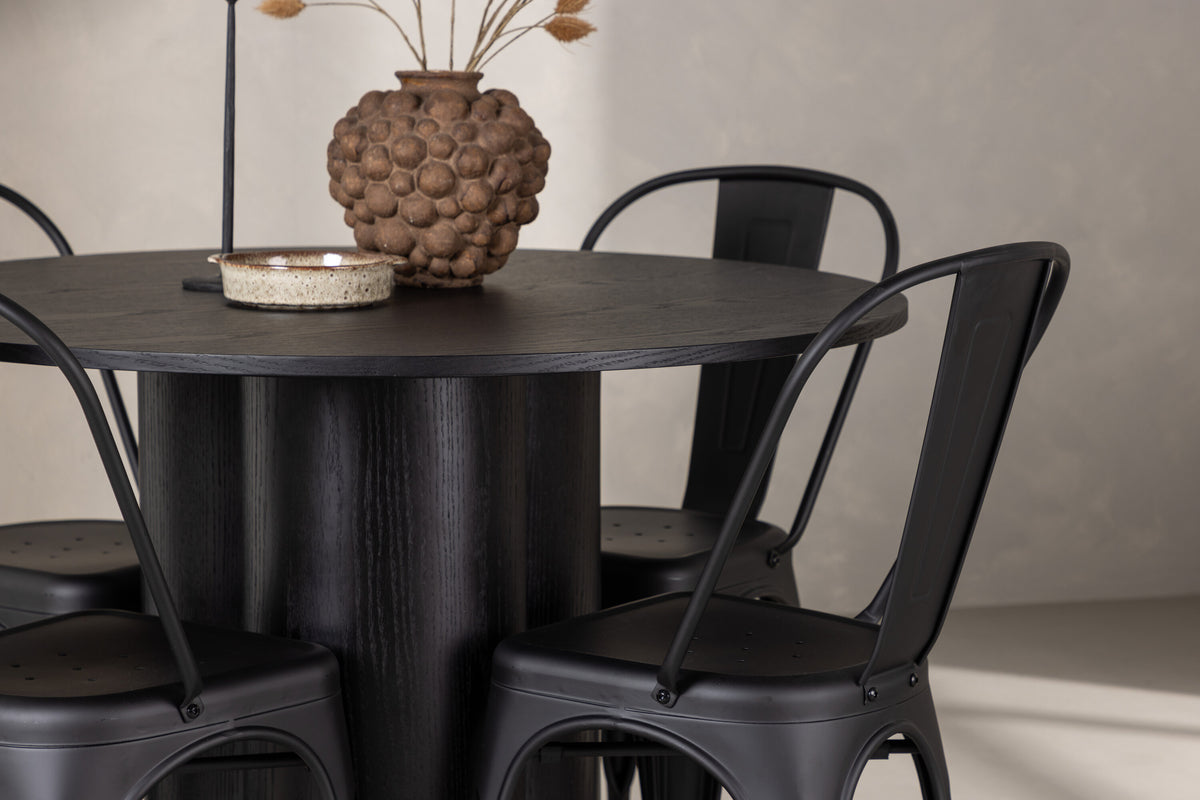 Olivia Matbord med Tempe Stolarna – Bord: ⌀110 Stol: 53x85x45