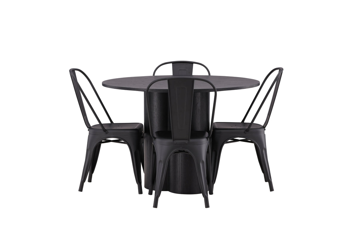 Olivia Matbord med Tempe Stolarna – Bord: ⌀110 Stol: 53x85x45