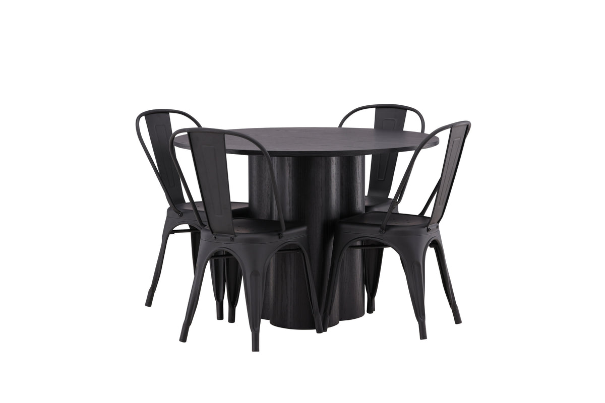 Olivia Matbord med Tempe Stolarna – Bord: ⌀110 Stol: 53x85x45