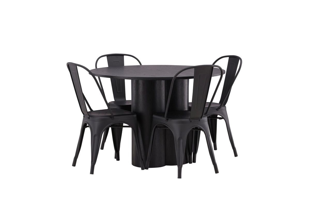 Olivia Matbord med Tempe Stolarna – Bord: ⌀110 Stol: 53x85x45