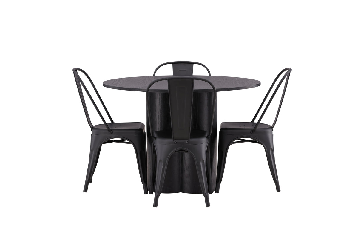 Olivia Matbord med Tempe Stolarna – Bord: ⌀110 Stol: 53x85x45
