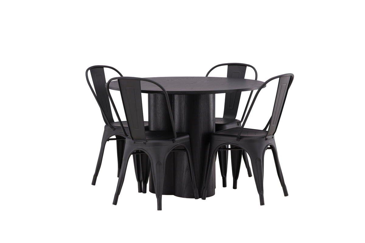 Olivia Matbord med Tempe Stolarna – Bord: ⌀110 Stol: 53x85x45