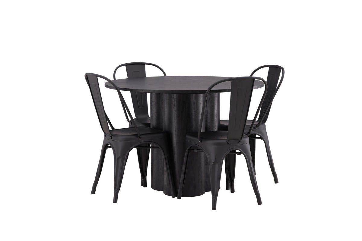 Olivia Matbord med Tempe Stolarna – Bord: ⌀110 Stol: 53x85x45