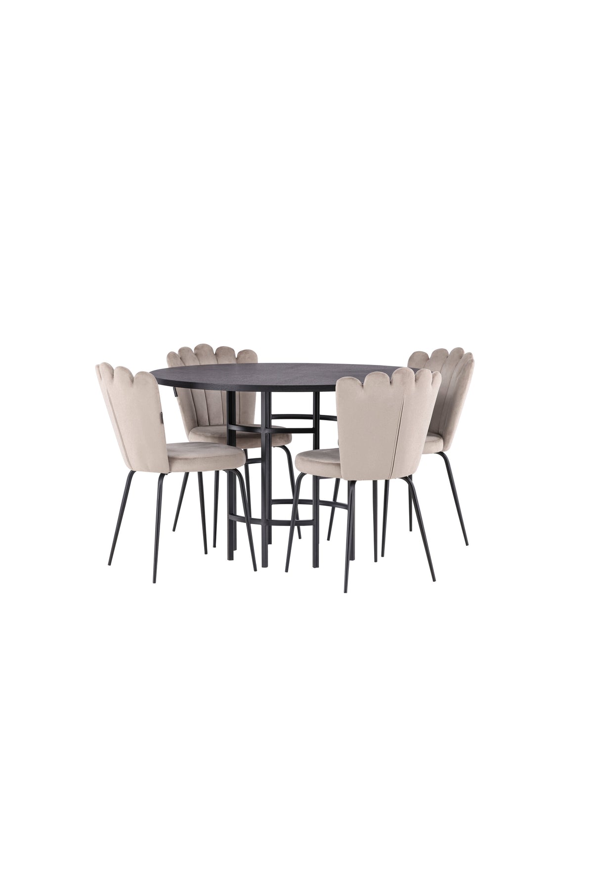 Copenhagen Matbord med Limhamn Stolarna – Bord: ⌀115 Stol: 42x82x44