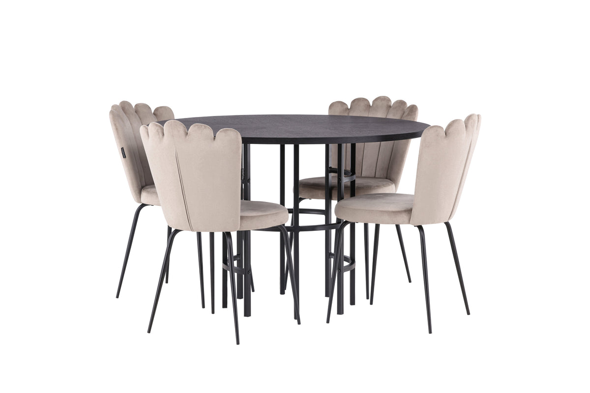 Copenhagen Matbord med Limhamn Stolarna – Bord: ⌀115 Stol: 42x82x44