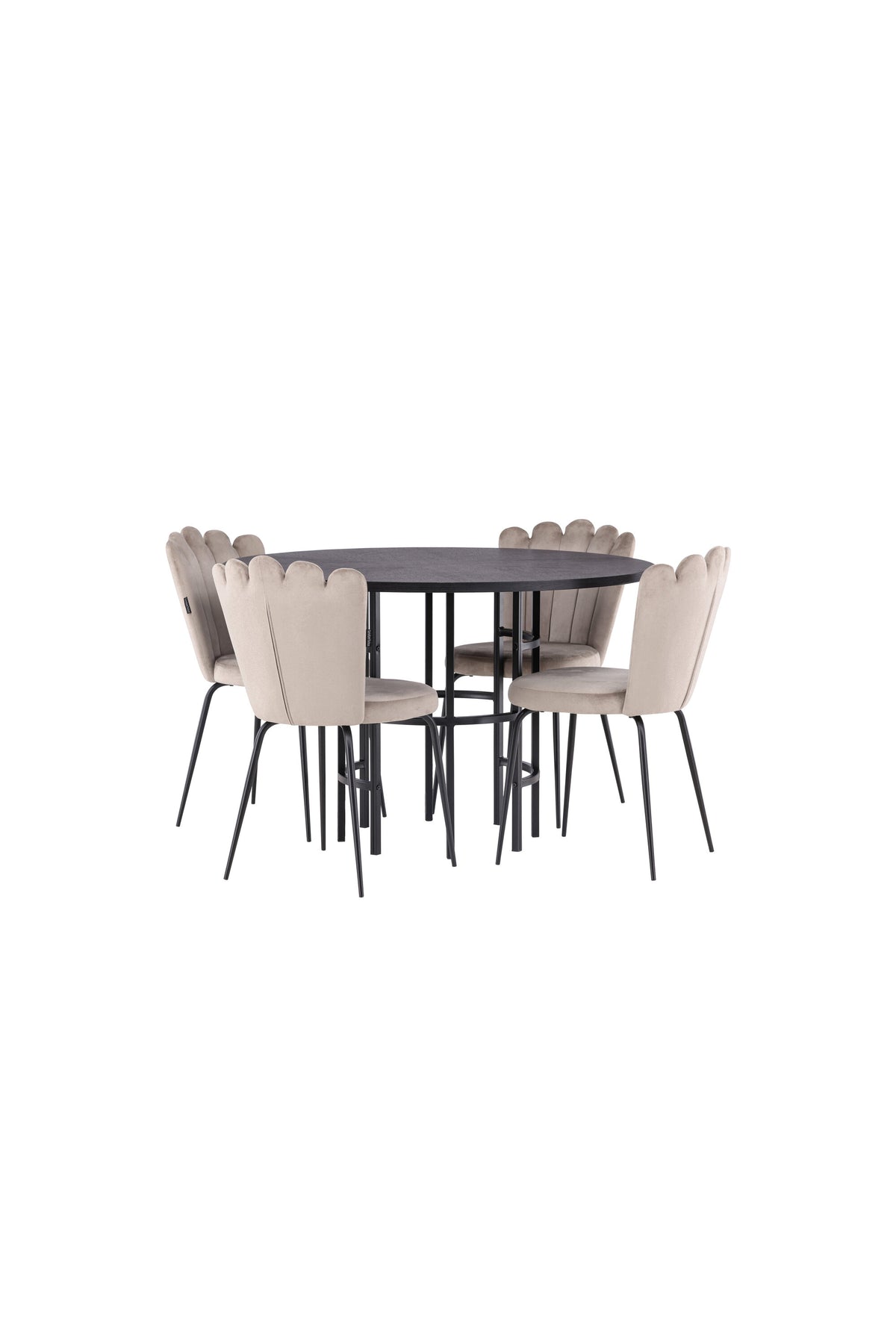 Copenhagen Matbord med Limhamn Stolarna – Bord: ⌀115 Stol: 42x82x44
