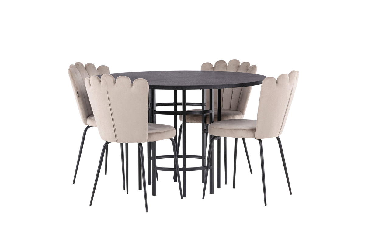 Copenhagen Matbord med Limhamn Stolarna – Bord: ⌀115 Stol: 42x82x44