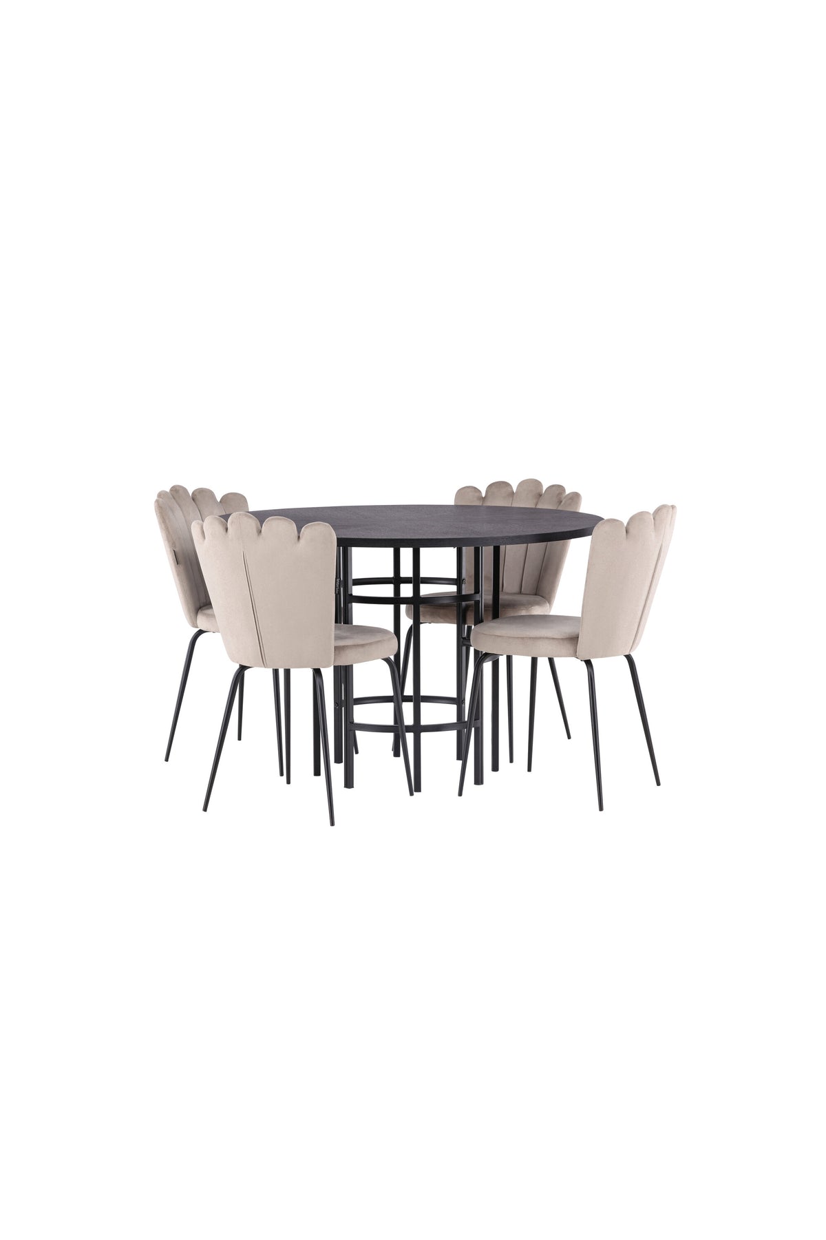 Copenhagen Matbord med Limhamn Stolarna – Bord: ⌀115 Stol: 42x82x44