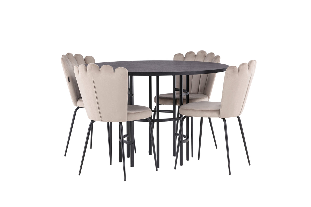 Copenhagen Matbord med Limhamn Stolarna – Bord: ⌀115 Stol: 42x82x44
