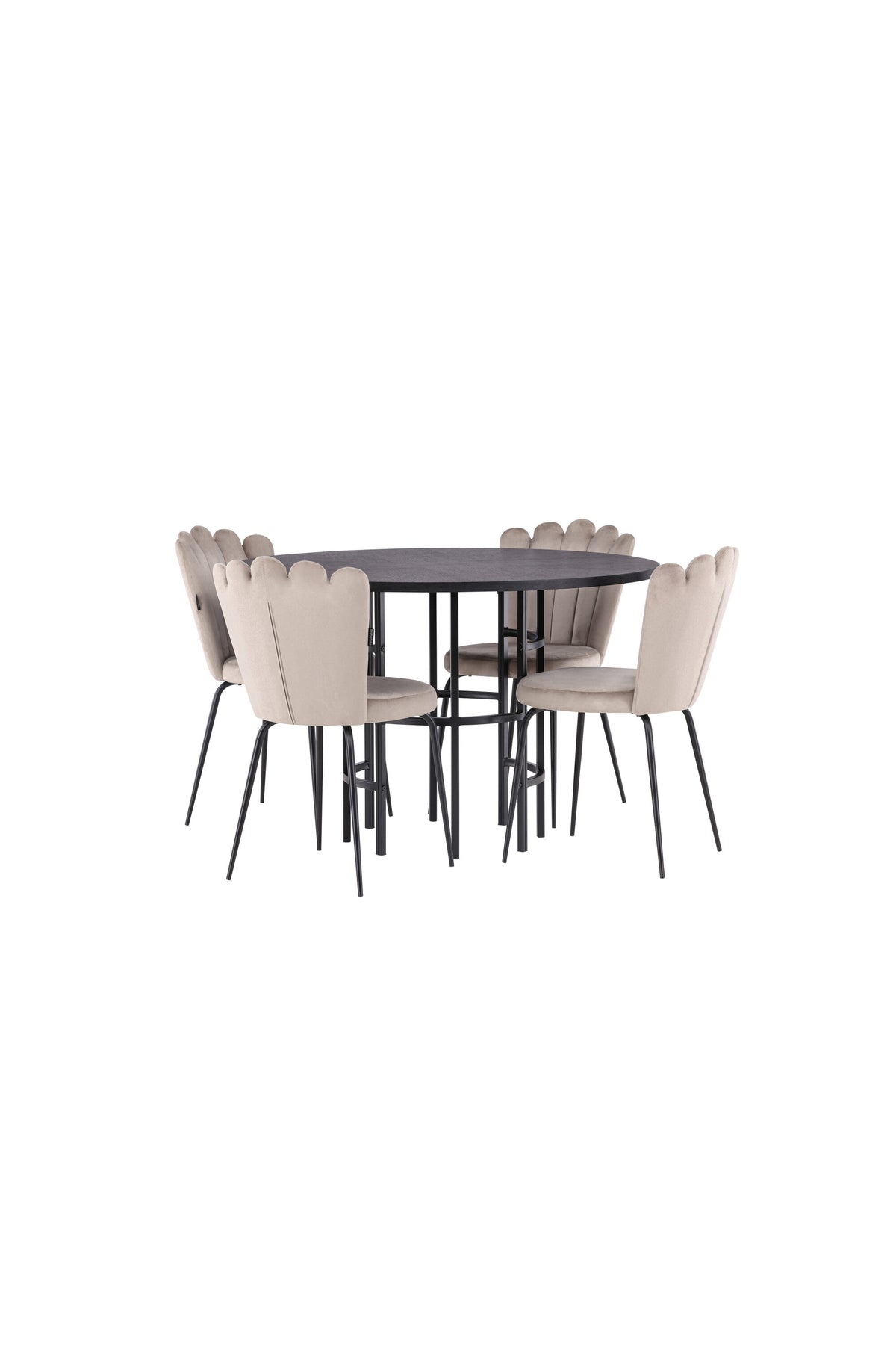 Copenhagen Matbord med Limhamn Stolarna – Bord: ⌀115 Stol: 42x82x44