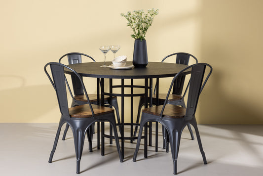 Copenhagen Matbord med Tempe Stolarna – Bord: ⌀115 Stol: 53x85x45
