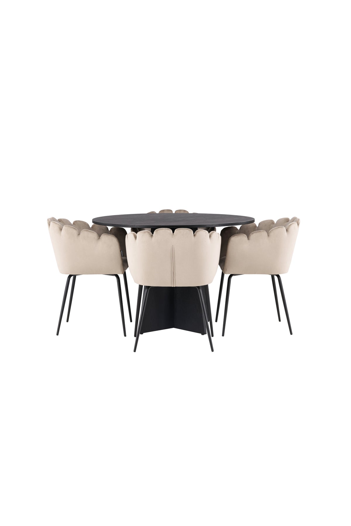 Bootcut Matbord med Limhamn Stolarna – Bord: ⌀110 Stol: 51x76,5x46