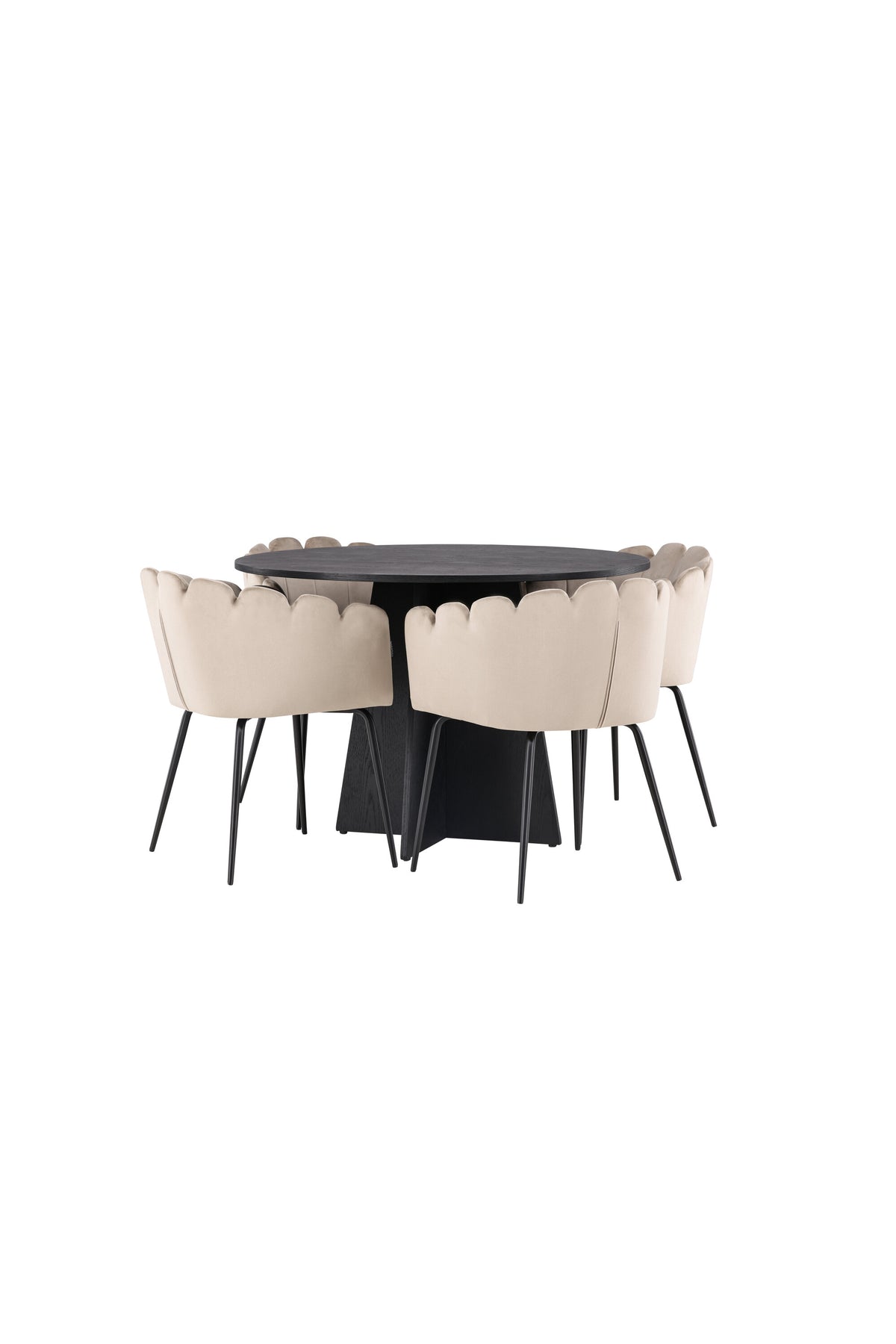 Bootcut Matbord med Limhamn Stolarna – Bord: ⌀110 Stol: 51x76,5x46