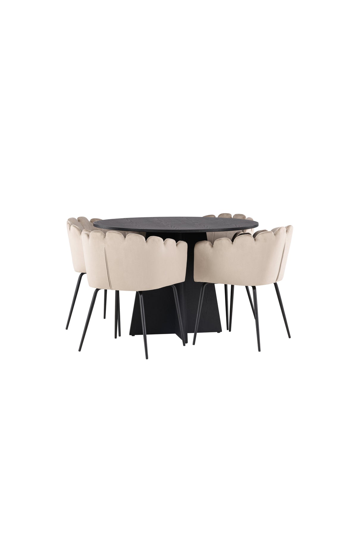 Bootcut Matbord med Limhamn Stolarna – Bord: ⌀110 Stol: 51x76,5x46