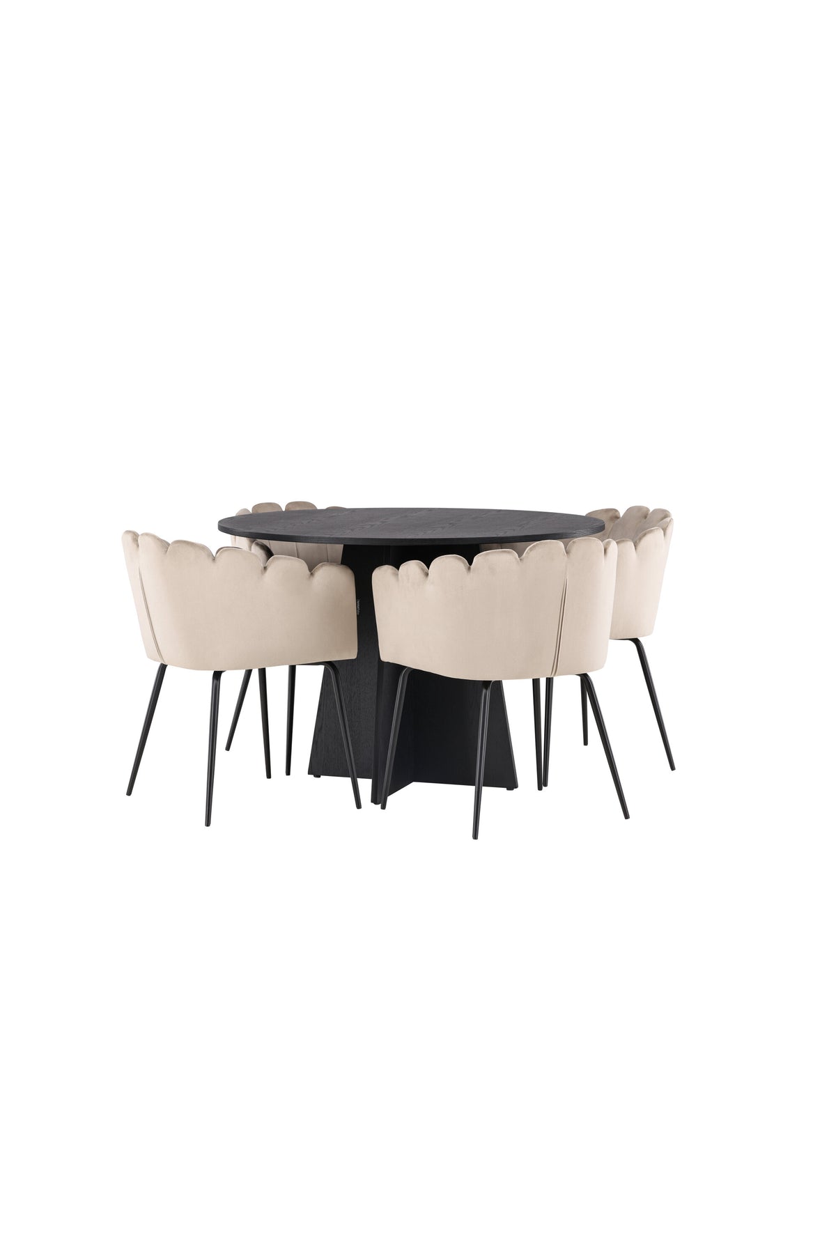 Bootcut Matbord med Limhamn Stolarna – Bord: ⌀110 Stol: 51x76,5x46