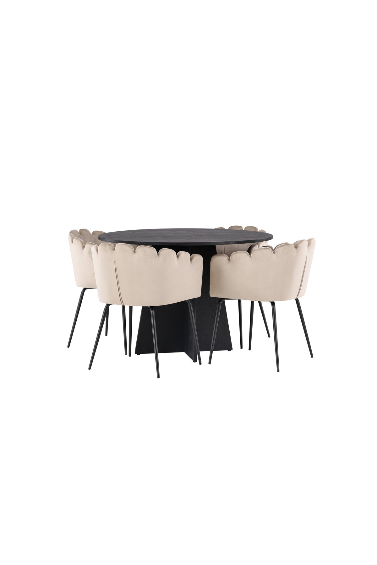 Bootcut Matbord med Limhamn Stolarna – Bord: ⌀110 Stol: 51x76,5x46