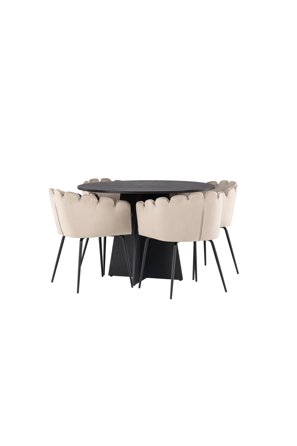 Bootcut Matbord med Limhamn Stolarna – Bord: ⌀110 Stol: 51x76,5x46