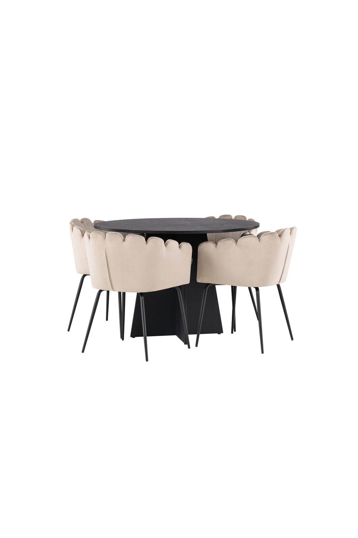 Bootcut Matbord med Limhamn Stolarna – Bord: ⌀110 Stol: 51x76,5x46