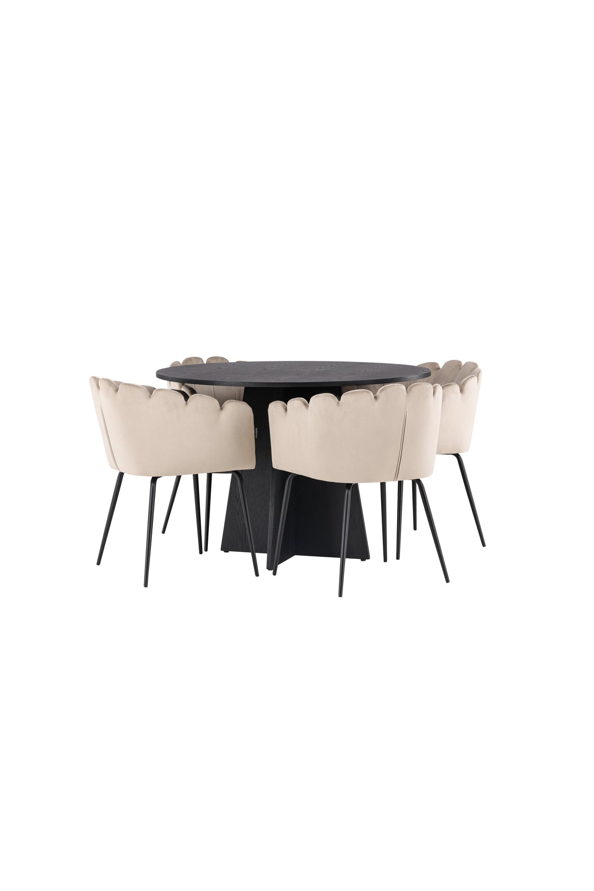 Bootcut Matbord med Limhamn Stolarna – Bord: ⌀110 Stol: 51x76,5x46