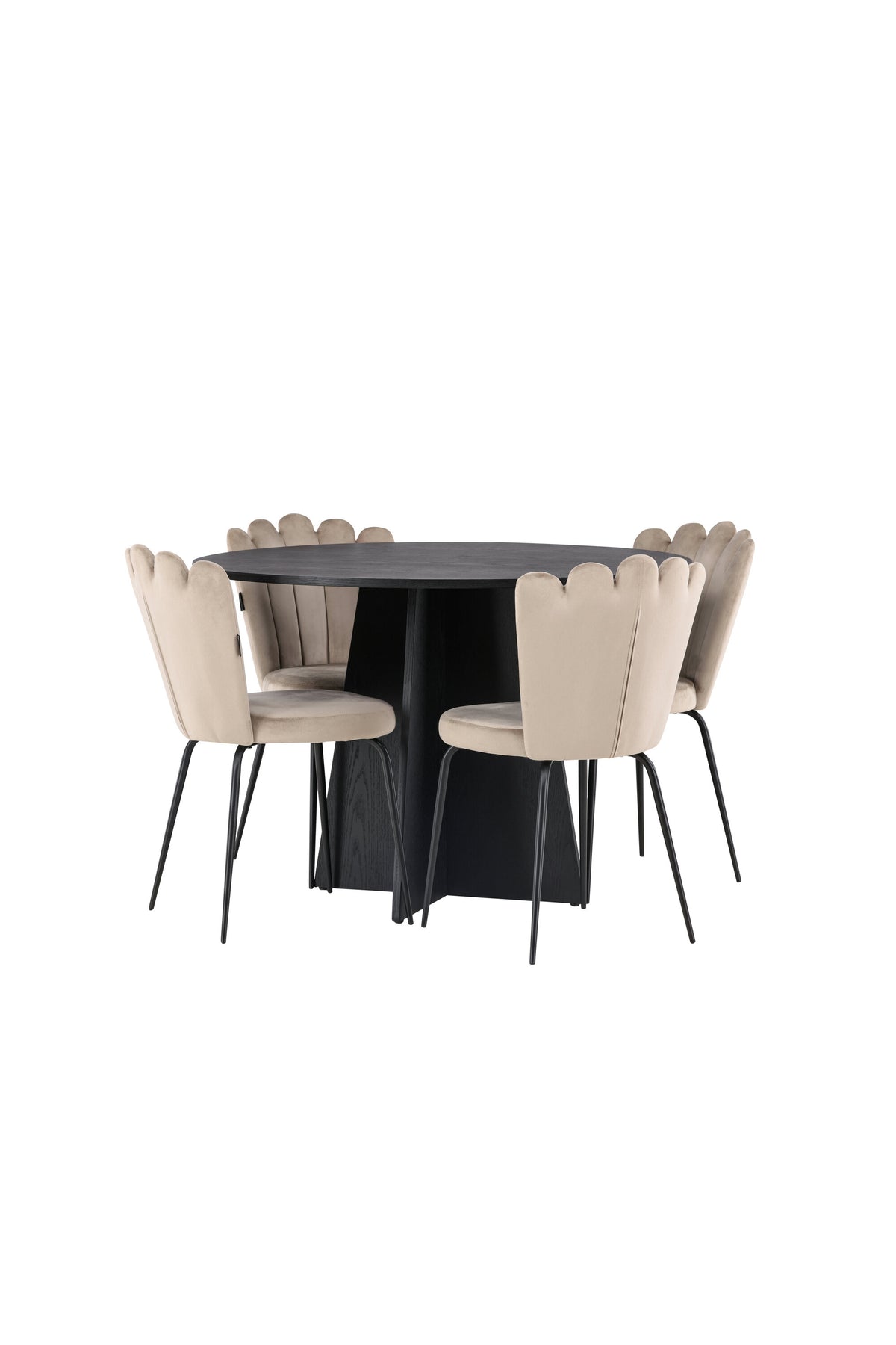 Bootcut Matbord med Limhamn Stolarna – Bord: ⌀110 Stol: 42x82x44