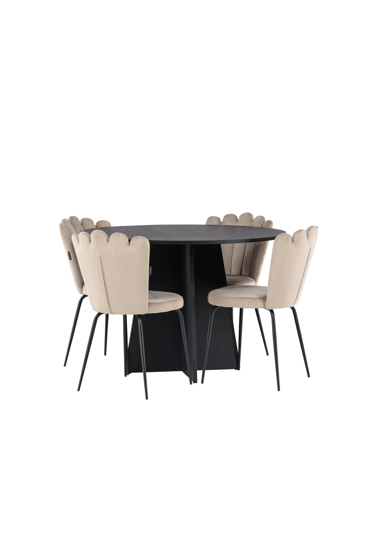 Bootcut Matbord med Limhamn Stolarna – Bord: ⌀110 Stol: 42x82x44