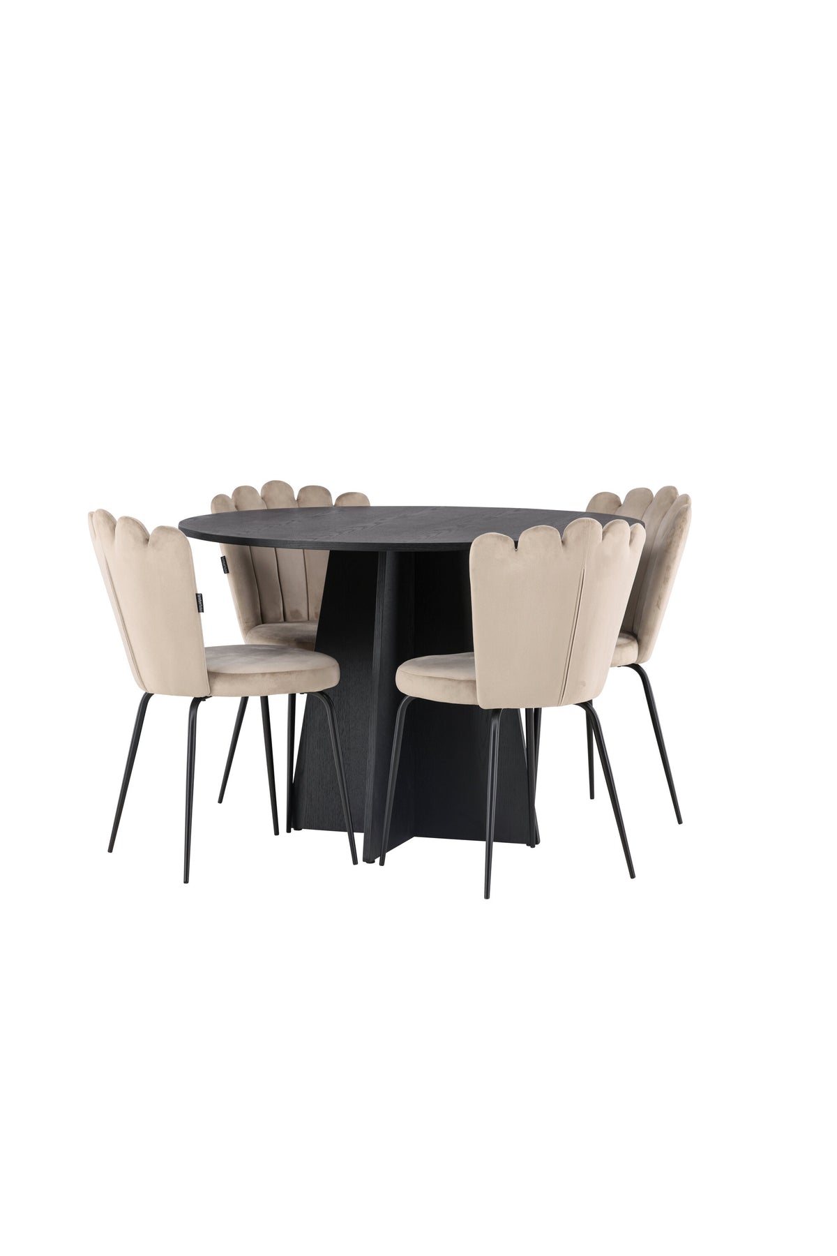 Bootcut Matbord med Limhamn Stolarna – Bord: ⌀110 Stol: 42x82x44