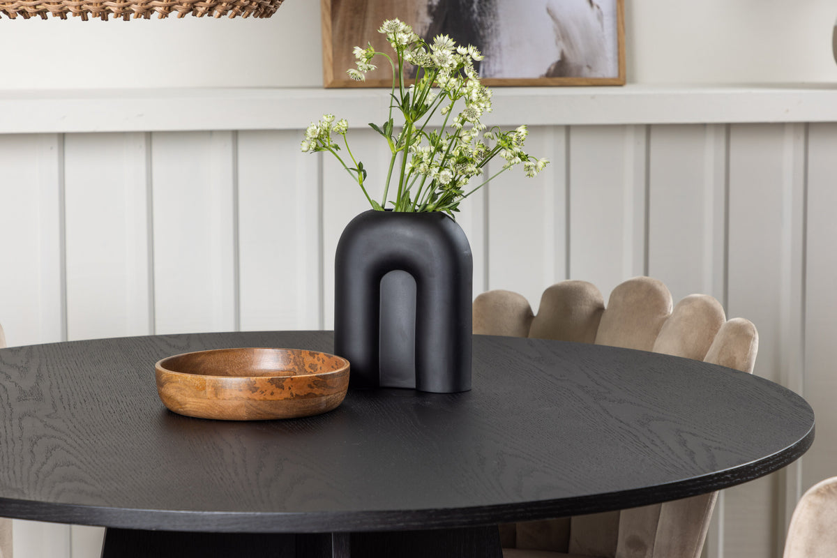 Bootcut Matbord med Limhamn Stolarna – Bord: ⌀110 Stol: 42x82x44