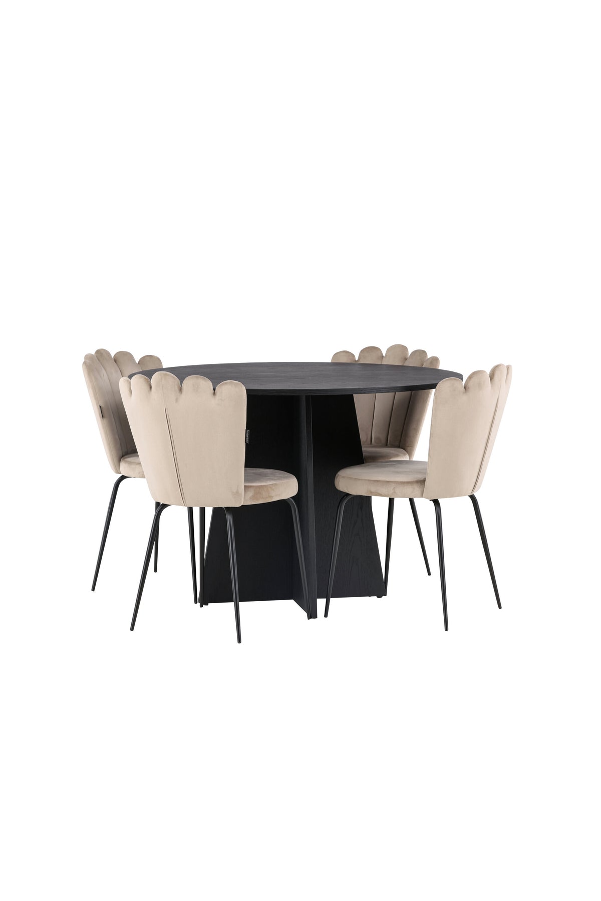 Bootcut Matbord med Limhamn Stolarna – Bord: ⌀110 Stol: 42x82x44