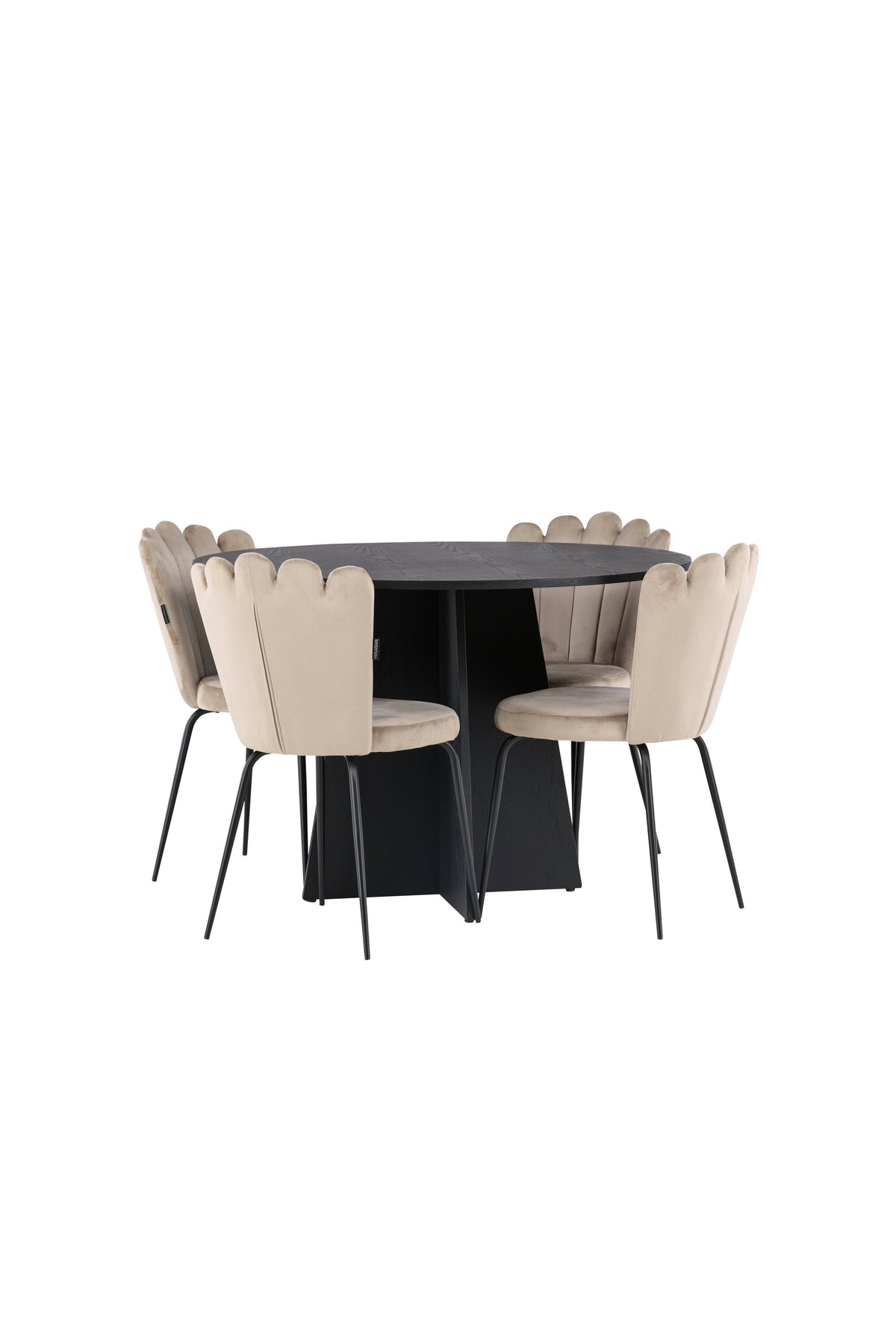 Bootcut Matbord med Limhamn Stolarna – Bord: ⌀110 Stol: 42x82x44