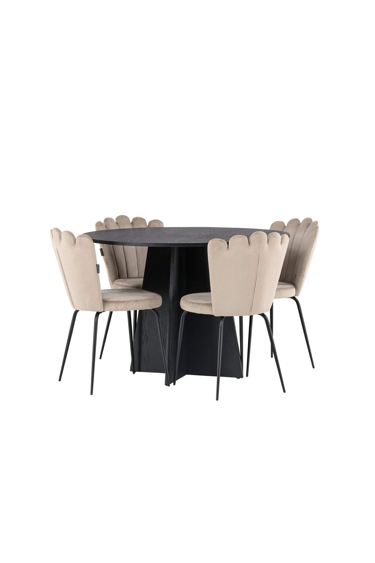 Bootcut Matbord med Limhamn Stolarna – Bord: ⌀110 Stol: 42x82x44