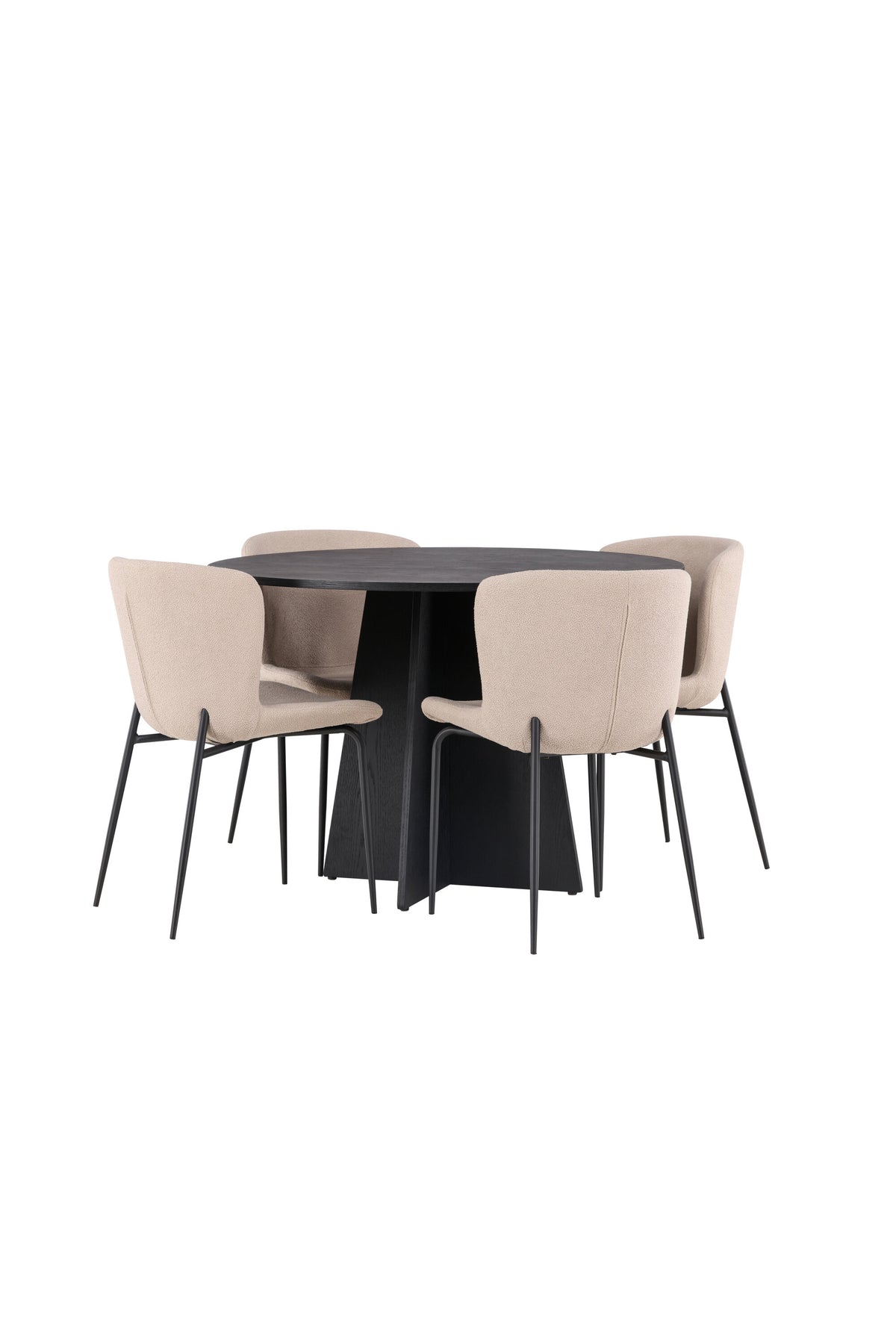 Bootcut Matbord med Modesto Stolarna – Bord: ⌀110 Stol: 54x79,5x48
