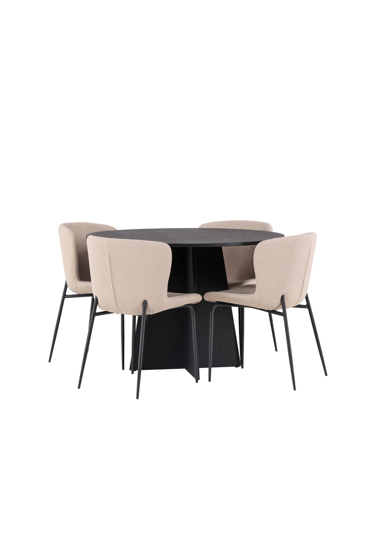 Bootcut Matbord med Modesto Stolarna – Bord: ⌀110 Stol: 54x79,5x48
