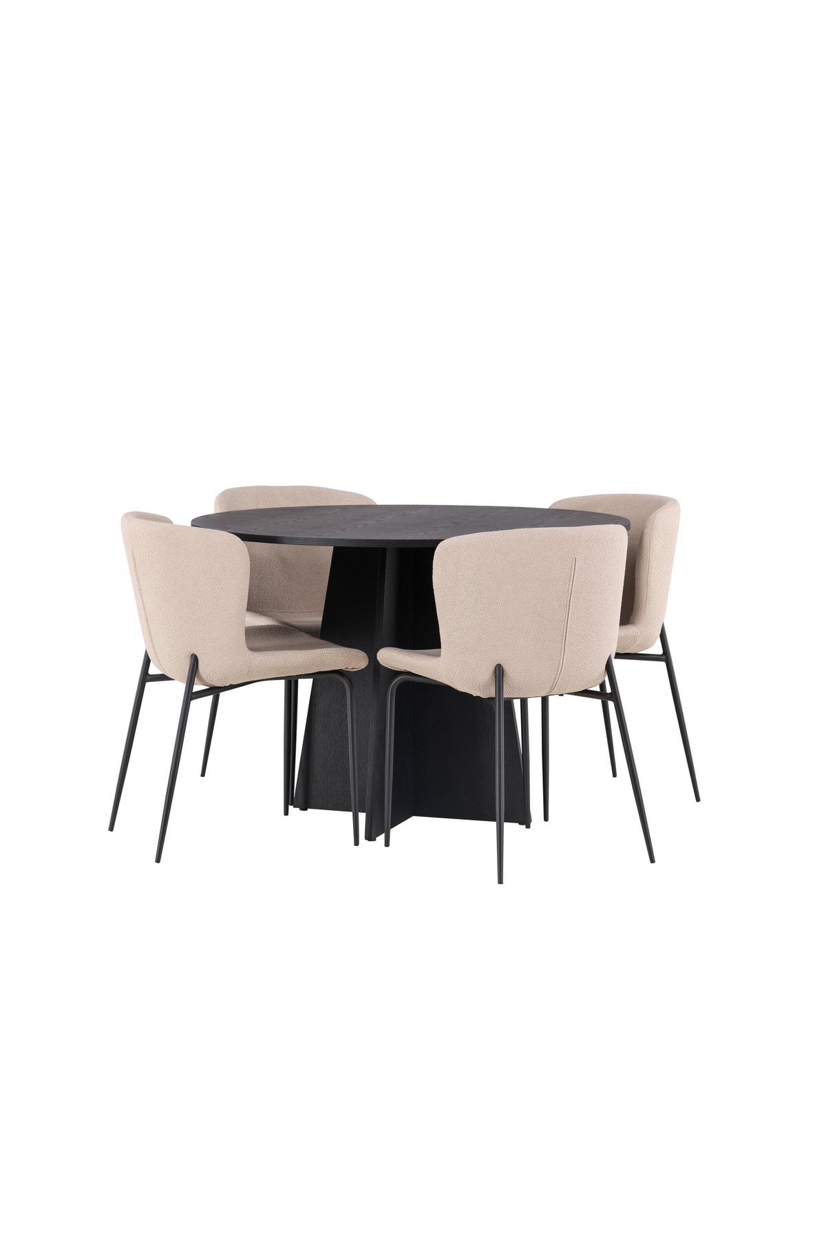 Bootcut Matbord med Modesto Stolarna – Bord: ⌀110 Stol: 54x79,5x48