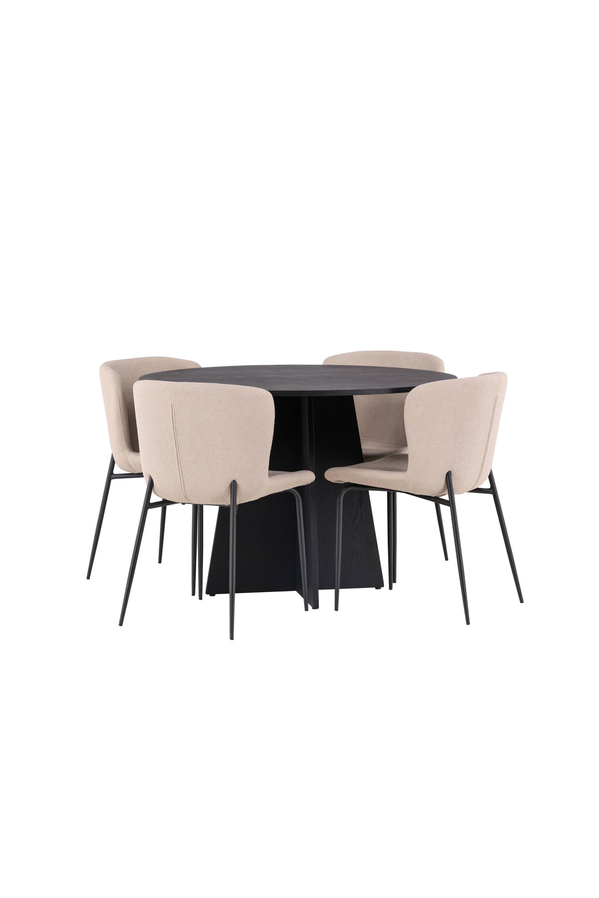 Bootcut Matbord med Modesto Stolarna – Bord: ⌀110 Stol: 54x79,5x48