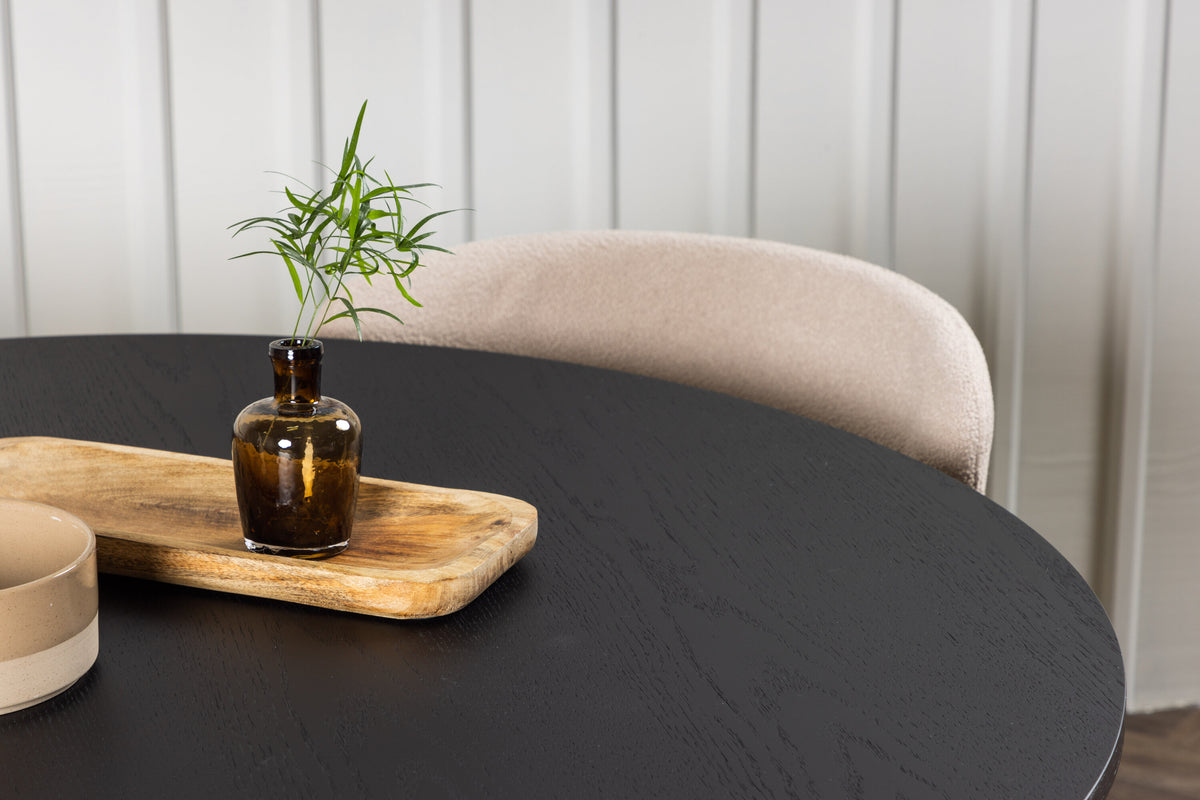 Bootcut Matbord med Modesto Stolarna – Bord: ⌀110 Stol: 54x79,5x48