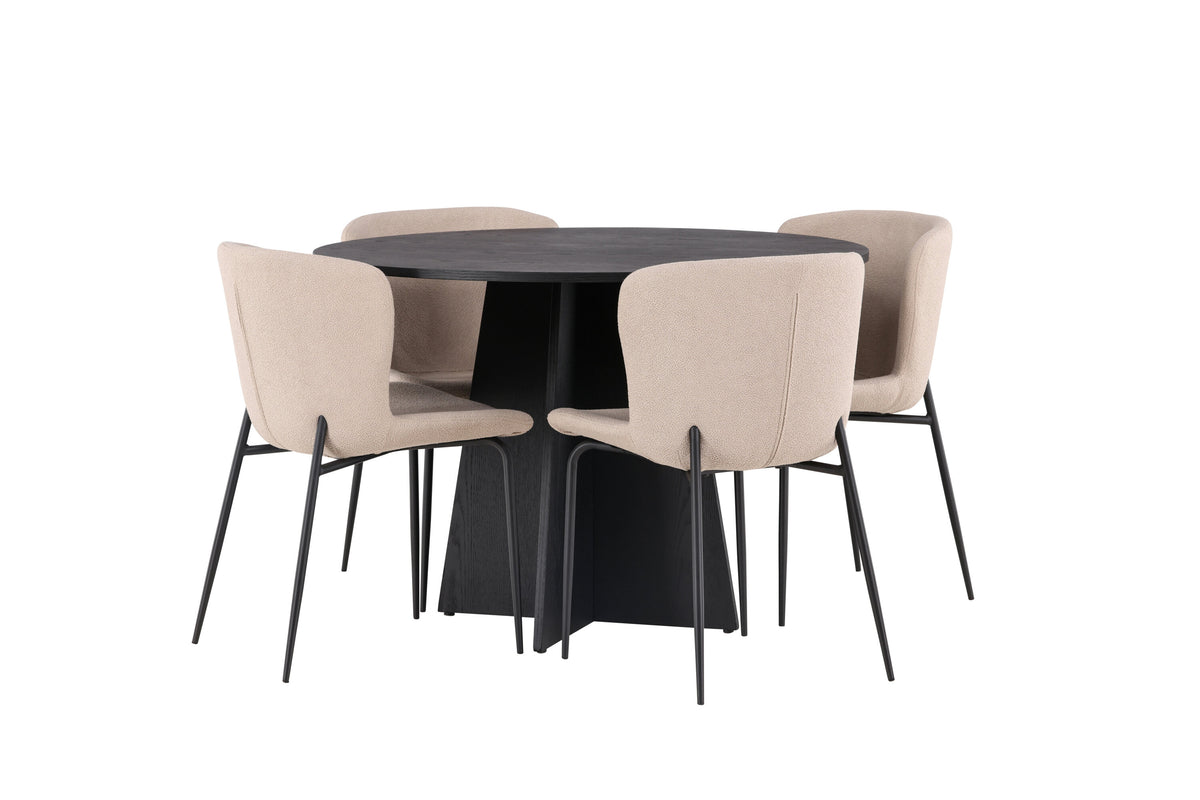 Bootcut Matbord med Modesto Stolarna – Bord: ⌀110 Stol: 54x79,5x48