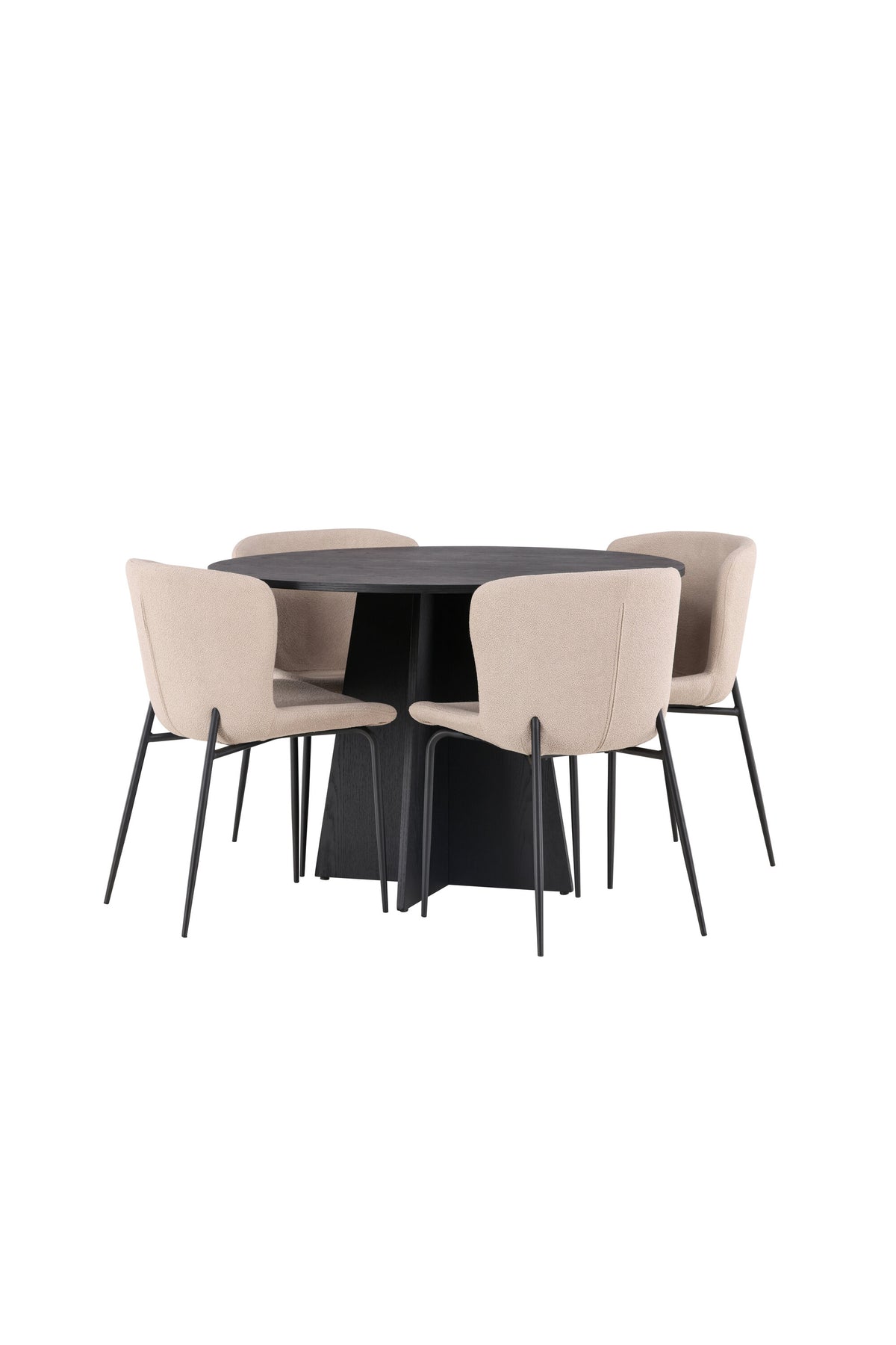 Bootcut Matbord med Modesto Stolarna – Bord: ⌀110 Stol: 54x79,5x48